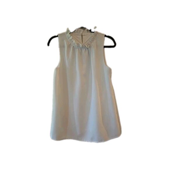 White Sleeveless H&M High Neck Blouse Size Small Lined Cotton Polyester Blouse - Picture 1 of 5